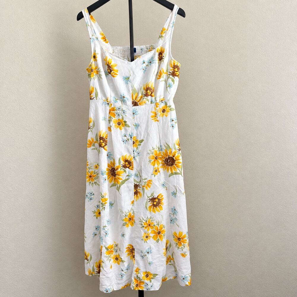 Sunflower Floral Smocked Back Midi Dress